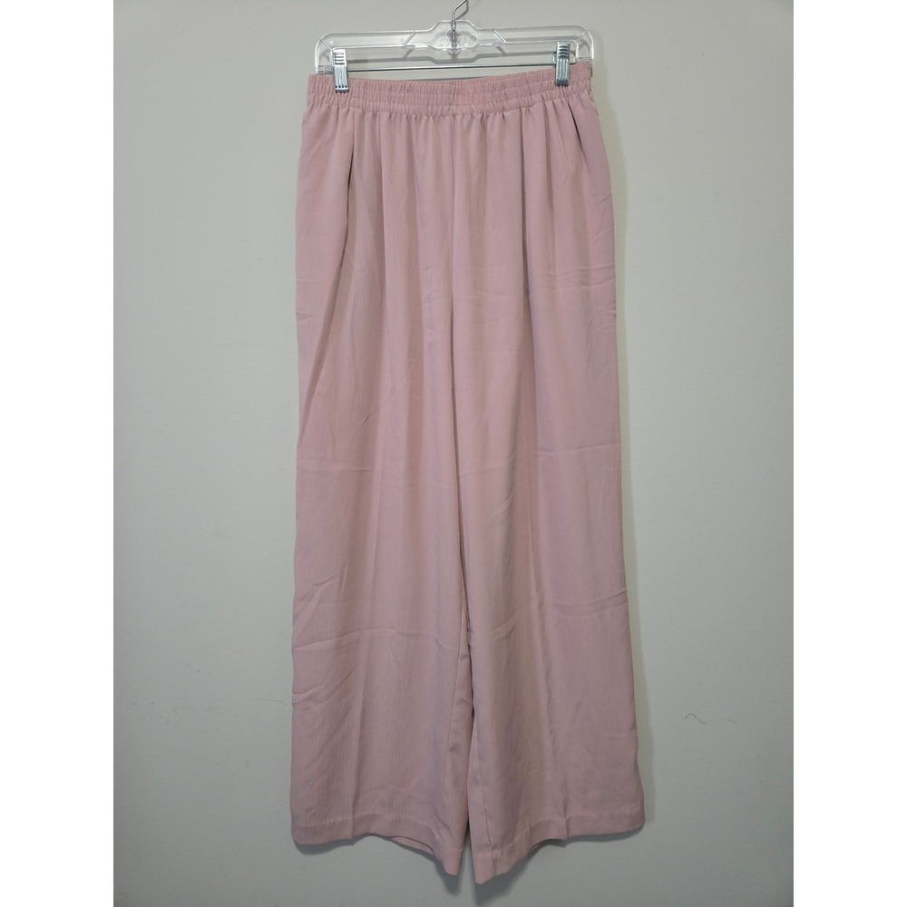 Milano Design Group‎ Pink Wide Leg Elastic Waist Textured Pants Womens Large